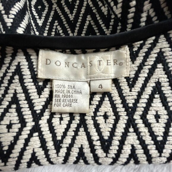 Doncaster Womens Diamond Pattern Textured Silk Blazer Jacket Size 4 Open Front - Picture 3 of 7